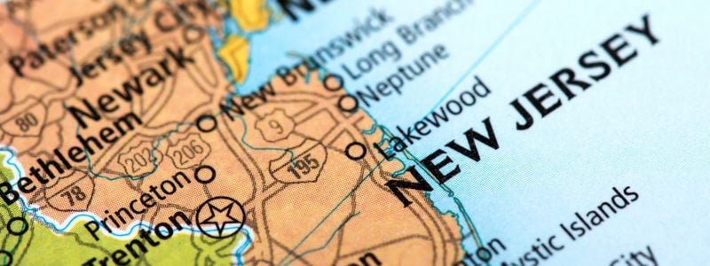 A map of New Jersey.