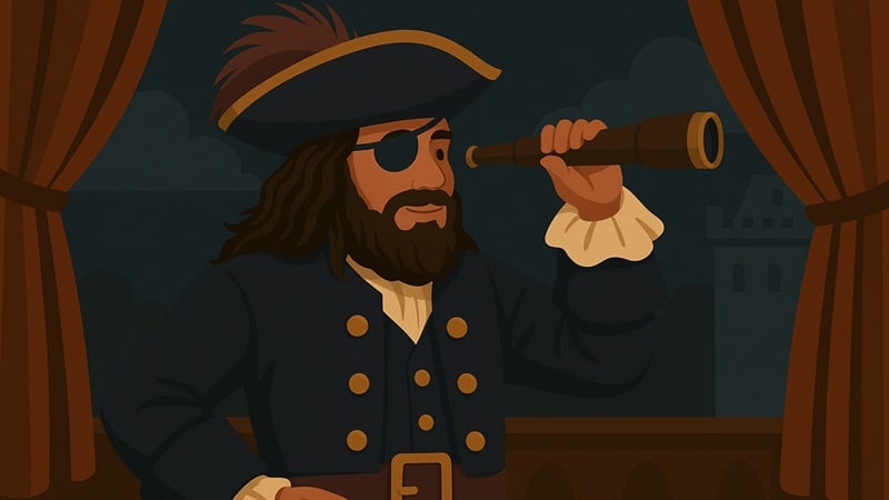 A pirate on stage.