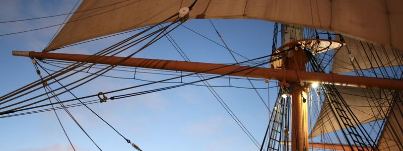 The closeup of a pirate ship.