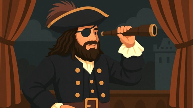 A pirate on stage.