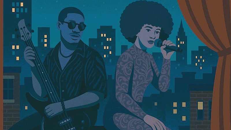 Two R&B singers on a stage.