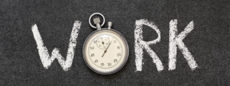 The word "WORK" written on a chalkboard